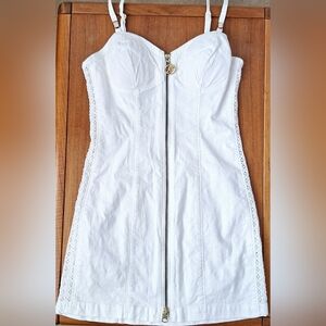 Guess Linen Dress Corset Zip Rhinestones Feminine Coquette Sexy Y2K Women's XS